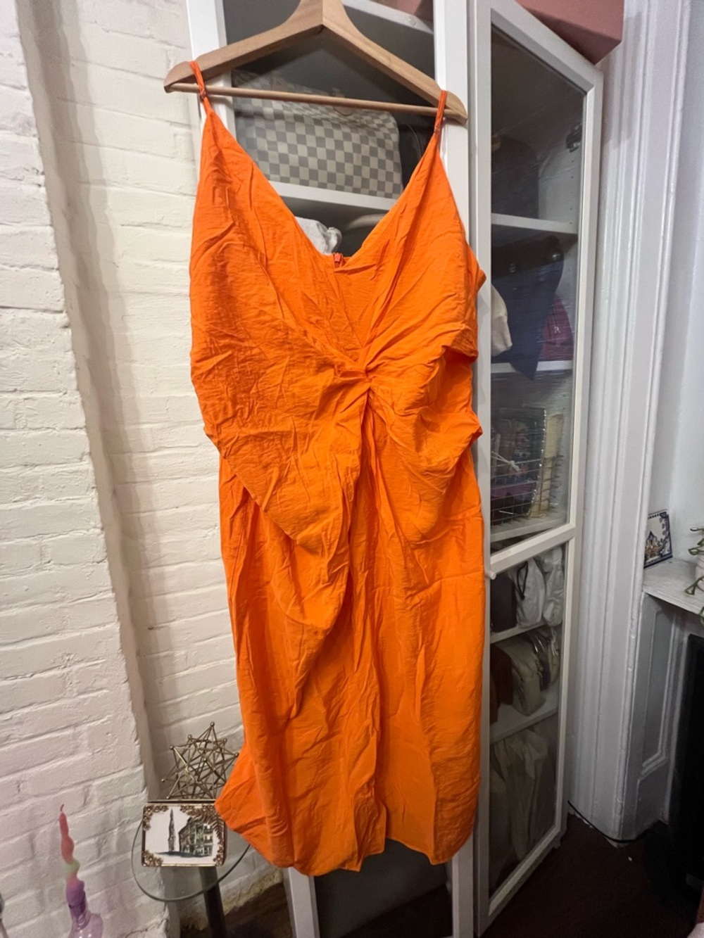H&M Orange Twist-Front Spaghetti Strap Dress